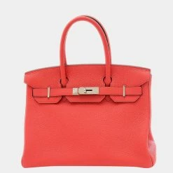Hermes Birkin Taurillon Clemence Leather Handbag Bougainvillier For Women -Deals Hermes Store luxury women hermes used handbags p669010 005