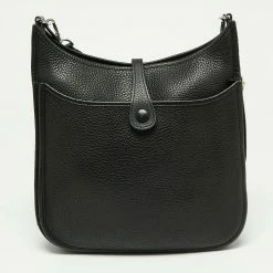 Hermes Black Clemence Leather Evelyne III PM Bag For Women -Deals Hermes Store luxury women hermes used handbags p669101 015