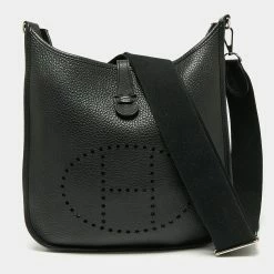 Hermes Black Clemence Leather Evelyne III PM Bag For Women