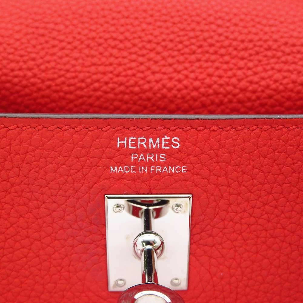 Hermes Red Togo Leather Palladium Hardware Kelly 25 Bag For Women 9 Hermes Red Togo Leather Palladium Hardware Kelly 25 Bag For Women - Image 7
