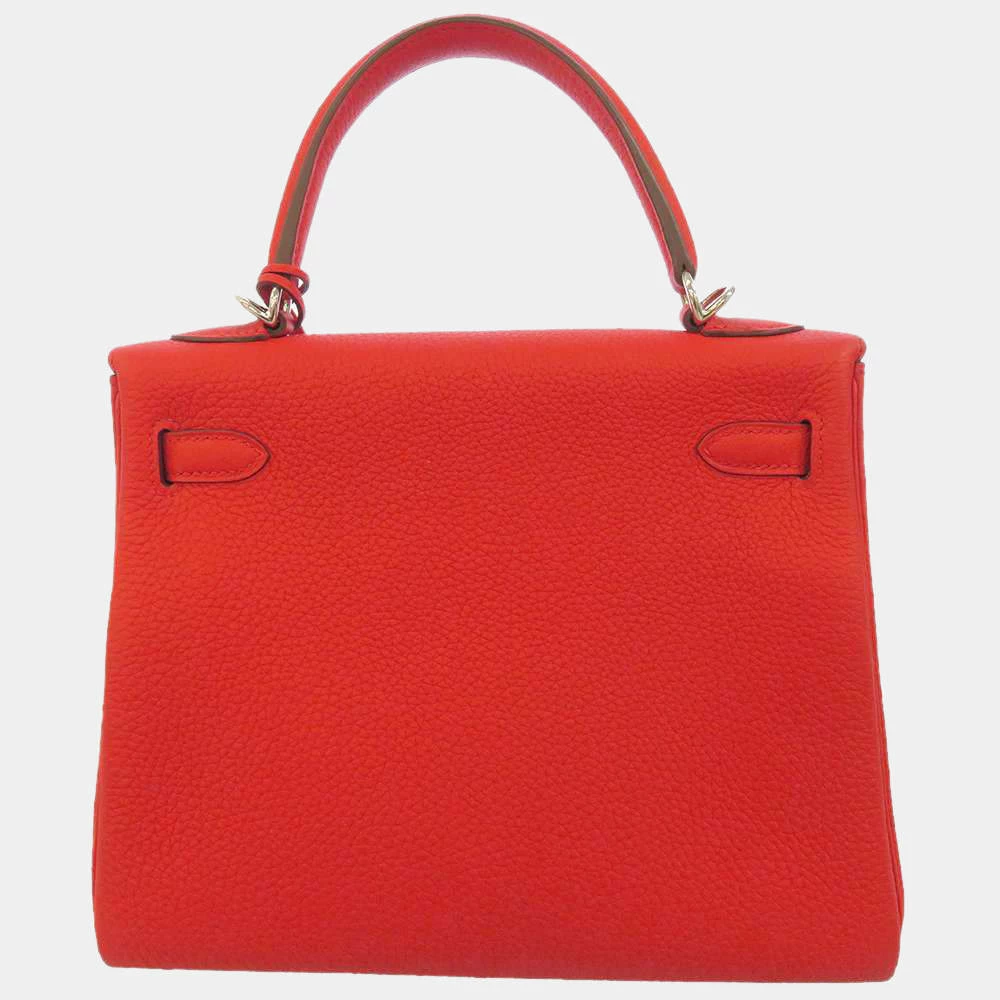 Hermes Red Togo Leather Palladium Hardware Kelly 25 Bag For Women 5 Hermes Red Togo Leather Palladium Hardware Kelly 25 Bag For Women - Image 3