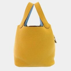 Hermes Yellow/Blue Taurillon Clemence Swift Leather Picotin Lock PM Top Handle Bag For Women