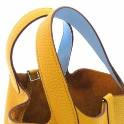 Hermes Yellow/Blue Taurillon Clemence Swift Leather Picotin Lock PM Top Handle Bag For Women -Deals Hermes Store luxury women hermes used handbags p670966 004