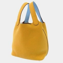 Hermes Yellow/Blue Taurillon Clemence Swift Leather Picotin Lock PM Top Handle Bag For Women -Deals Hermes Store luxury women hermes used handbags p670966 011