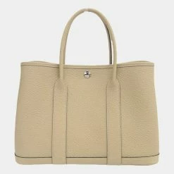 Hermes Bag Ladies Tote Garden PM Negonda Beige C Engraved For Women