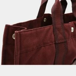 Hermes Fool Tote MM Half Leather Bag Handbag Canvas Bordeaux Red For Women -Deals Hermes Store luxury women hermes used handbags p671671 006