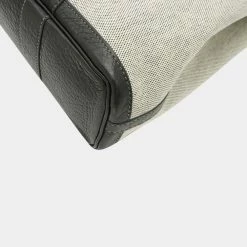 Hermes Garden File MM Tote Bag Toile Ash Leather Gray Black For Women -Deals Hermes Store luxury women hermes used handbags p671672 002