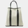 Hermes Garden File MM Tote Bag Toile Ash Leather Gray Black For Women -Deals Hermes Store luxury women hermes used handbags p671672 004