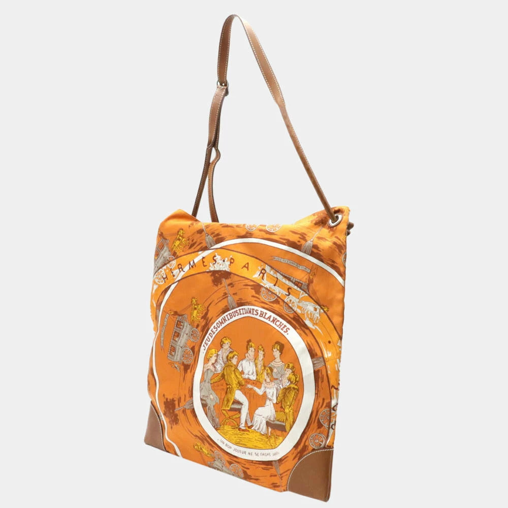 Hermes Silky City MM Omnibus And White Lady's Game Shoulder Bag Silk Leather Orange Brown For Women 4 Hermes Silky City MM Omnibus And White Lady's Game Shoulder Bag Silk Leather Orange Brown For Women - Image 2