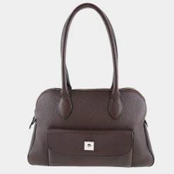 Hermes Kara Women's Togo Leather Handbag Dark Brown For Women