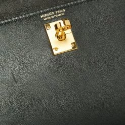Hermes Hermès Noir Swift Leather Gold Finish Mini II Kelly Sellier Bag For Women -Deals Hermes Store luxury women hermes used handbags p671818 001