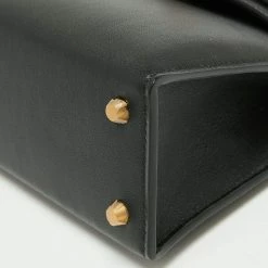 Hermes Hermès Noir Swift Leather Gold Finish Mini II Kelly Sellier Bag For Women -Deals Hermes Store luxury women hermes used handbags p671818 010