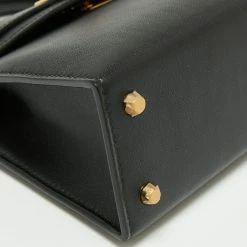 Hermes Hermès Noir Swift Leather Gold Finish Mini II Kelly Sellier Bag For Women -Deals Hermes Store luxury women hermes used handbags p671818 011