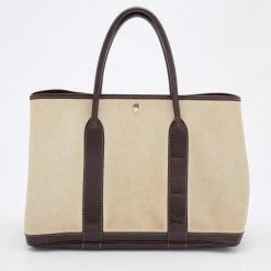 Hermes Beige/Brown Toile And Negonda Leather Garden Party 36 Bag For Women -Deals Hermes Store luxury women hermes used handbags p672420 016