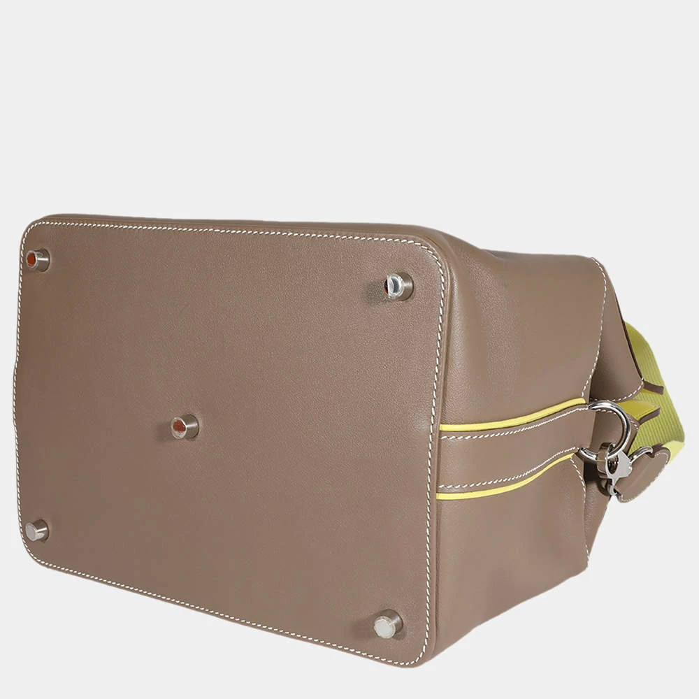 Hermes Etoupe Swift & Lime Toolbox 26 PHW For Women 7 Hermes Etoupe Swift & Lime Toolbox 26 PHW For Women - Image 5