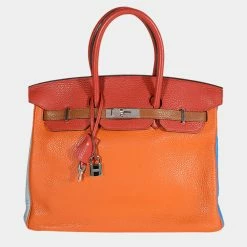 Hermes Multicolor Clemence Birkin 35 PHW For Women