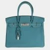 Hermes Verso Vert Bosphore & Bleu Ocean Togo Birkin 30 PHW For Women -Deals Hermes Store luxury women hermes used handbags p673696 001