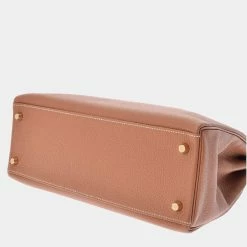 Hermes Brown Togo Leather Gold Hardware Kelly 32 Bag For Women -Deals Hermes Store luxury women hermes used handbags p673720 003