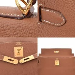 Hermes Brown Togo Leather Gold Hardware Kelly 32 Bag For Women -Deals Hermes Store luxury women hermes used handbags p673720 011