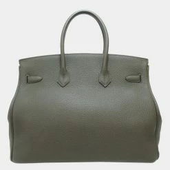 Hermes Grey Togo Leather Gold Hardware Birkin 35 Bag For Women -Deals Hermes Store luxury women hermes used handbags p674453 006