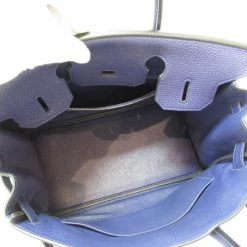 Hermes Blue Togo Leather Palladium Hardware Birkin 30 Bag For Women -Deals Hermes Store luxury women hermes used handbags p674454 001