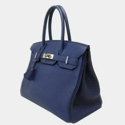 Hermes Blue Togo Leather Palladium Hardware Birkin 30 Bag For Women -Deals Hermes Store luxury women hermes used handbags p674454 007