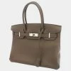 Hermes Grey Verso Taurillon Clemence Leather Palladium Hardware Birkin 30 Bag For Women