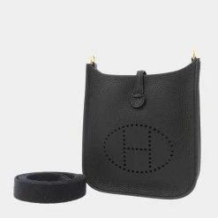 Hermes Black Clemence Leather Evelyn TPM Bag For Women