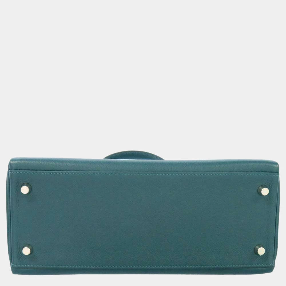 Hermes Blue Verso Evercolor Leather Palladium Hardware Kelly 28 Bag For Women 6 Hermes Blue Verso Evercolor Leather Palladium Hardware Kelly 28 Bag For Women - Image 4