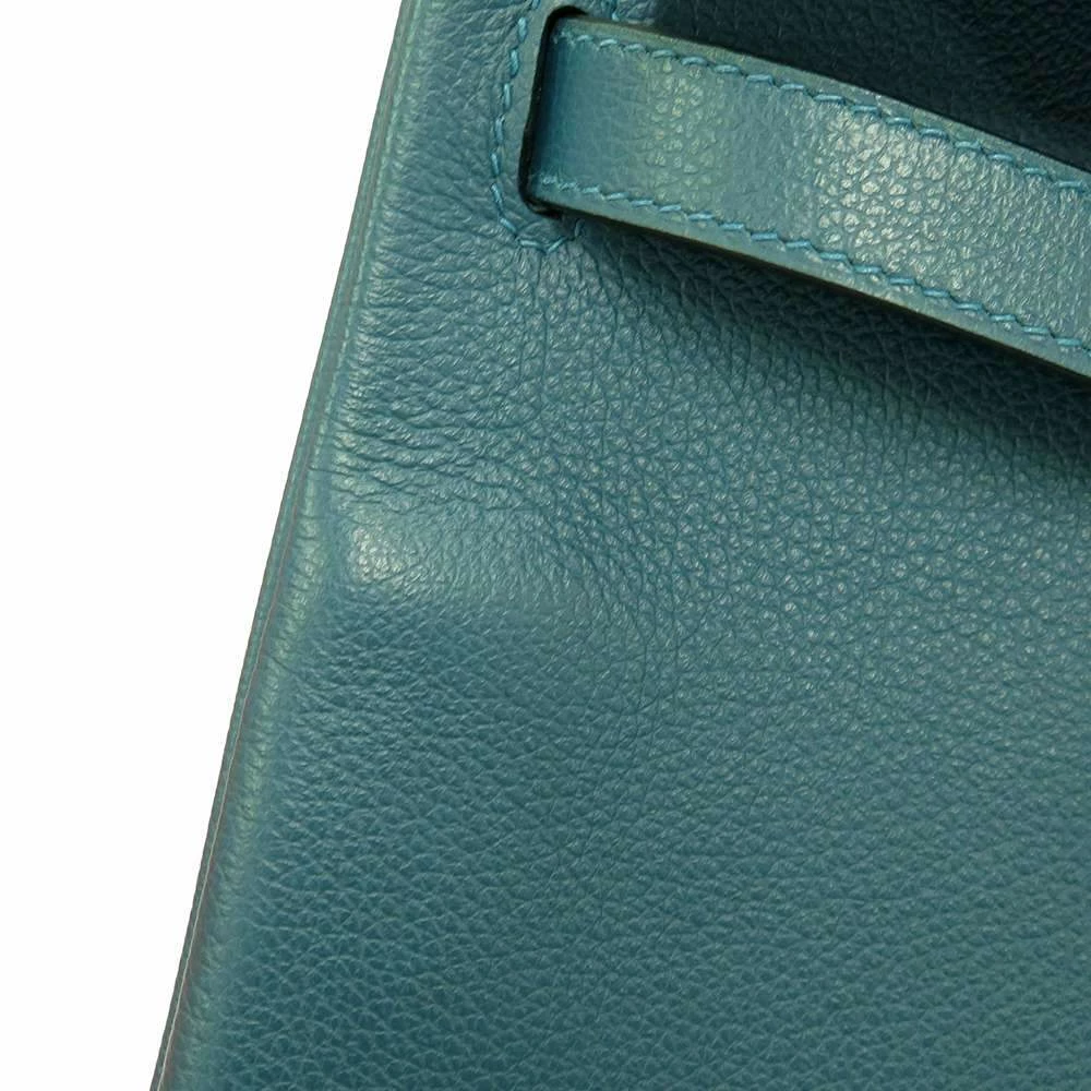 Hermes Blue Verso Evercolor Leather Palladium Hardware Kelly 28 Bag For Women 11 Hermes Blue Verso Evercolor Leather Palladium Hardware Kelly 28 Bag For Women - Image 9