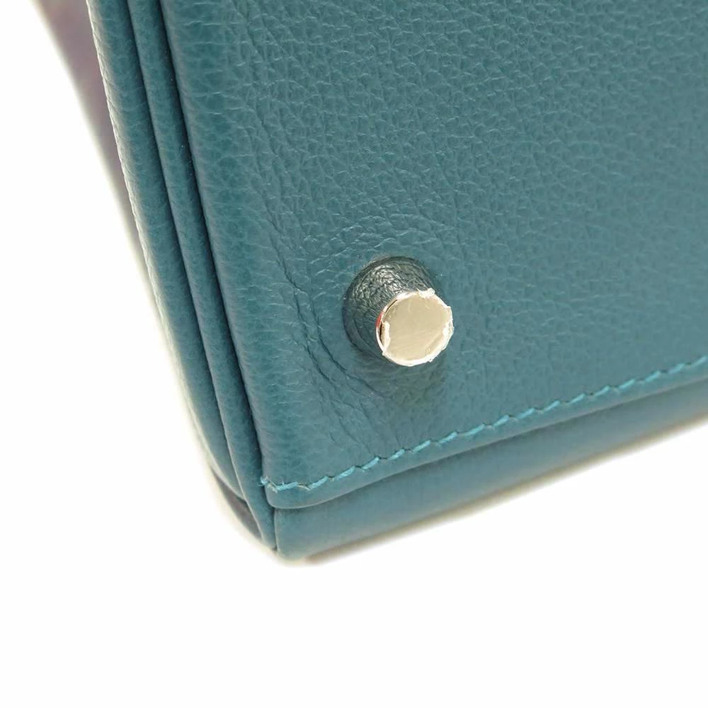 Hermes Blue Verso Evercolor Leather Palladium Hardware Kelly 28 Bag For Women 12 Hermes Blue Verso Evercolor Leather Palladium Hardware Kelly 28 Bag For Women - Image 10