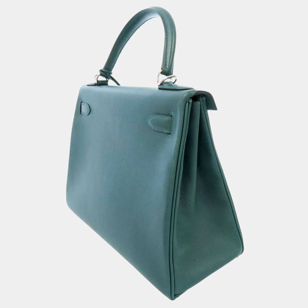 Hermes Blue Verso Evercolor Leather Palladium Hardware Kelly 28 Bag For Women 4 Hermes Blue Verso Evercolor Leather Palladium Hardware Kelly 28 Bag For Women - Image 2
