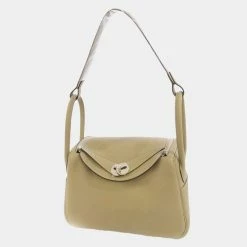 Hermes Brown Clemence Leather Lindy 26 Bag For Women