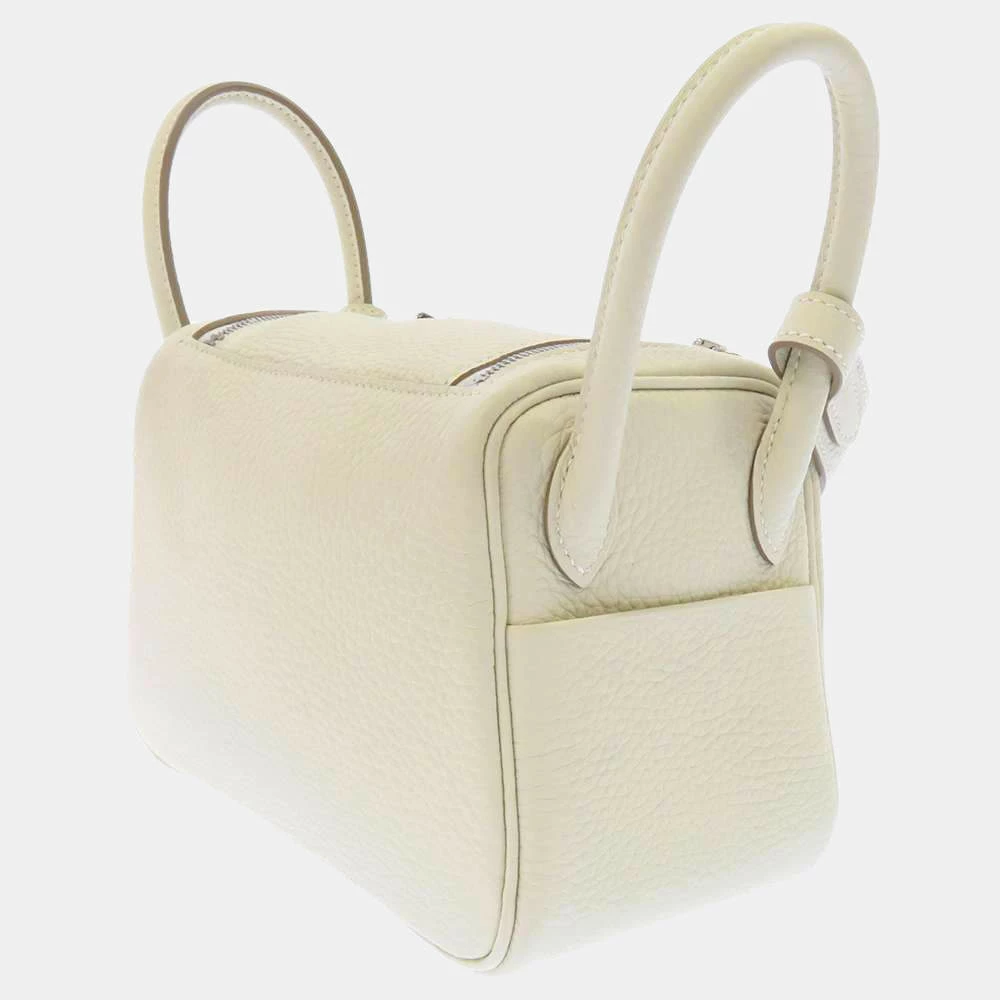 Hermes White Clemence Leather Mini Lindy Bag For Women 4 Hermes White Clemence Leather Mini Lindy Bag For Women - Image 2