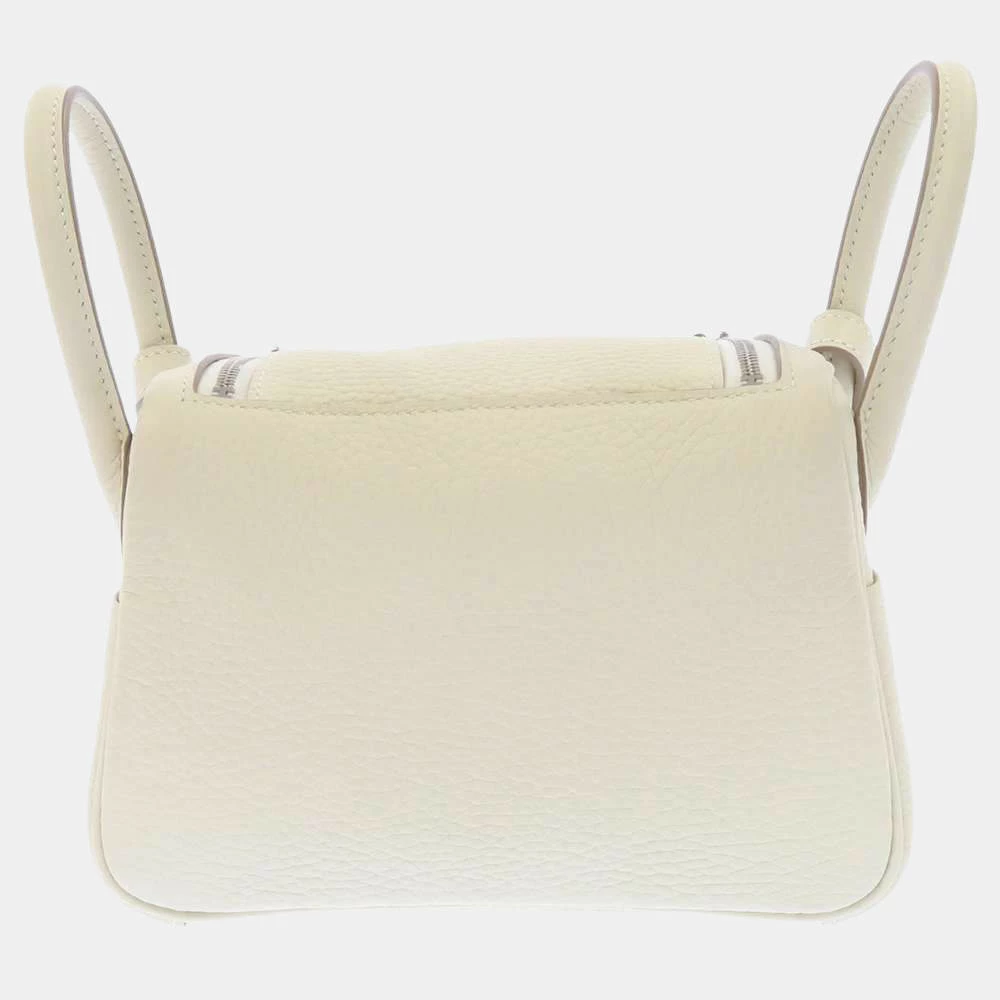 Hermes White Clemence Leather Mini Lindy Bag For Women 5 Hermes White Clemence Leather Mini Lindy Bag For Women - Image 3