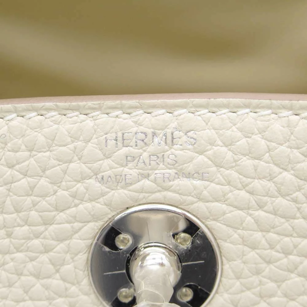 Hermes White Clemence Leather Mini Lindy Bag For Women 8 Hermes White Clemence Leather Mini Lindy Bag For Women - Image 6