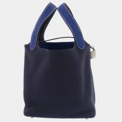 Hermes Blue Clemence Casaque Picotin Lock 18 Palladium Hardware Bag For Women 12 Hermes Blue Clemence Casaque Picotin Lock 18 Palladium Hardware Bag For Women -Deals Hermes Store luxury women hermes used handbags p674532 001
