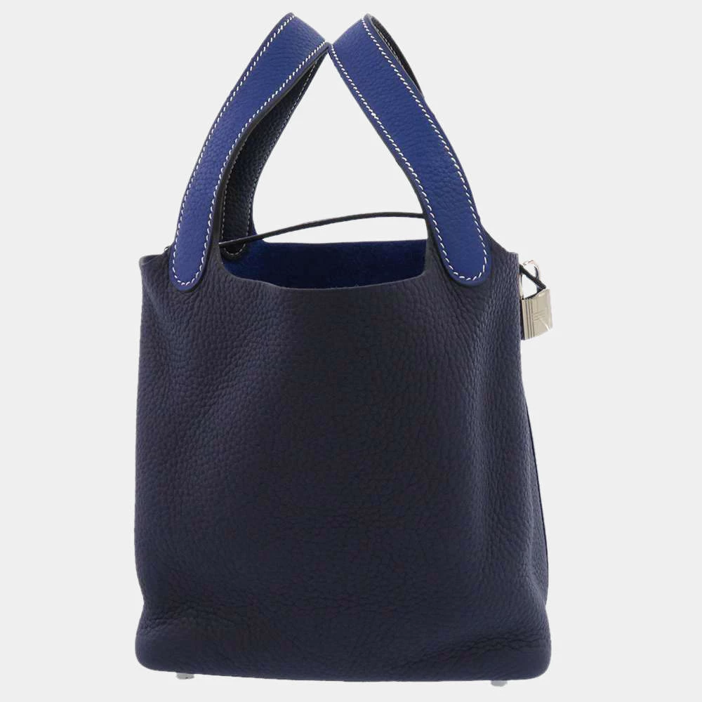 Hermes Blue Clemence Casaque Picotin Lock 18 Palladium Hardware Bag For Women 5 Hermes Blue Clemence Casaque Picotin Lock 18 Palladium Hardware Bag For Women - Image 3