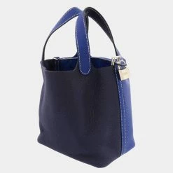Hermes Blue Clemence Casaque Picotin Lock 18 Palladium Hardware Bag For Women 11 Hermes Blue Clemence Casaque Picotin Lock 18 Palladium Hardware Bag For Women -Deals Hermes Store luxury women hermes used handbags p674532 004