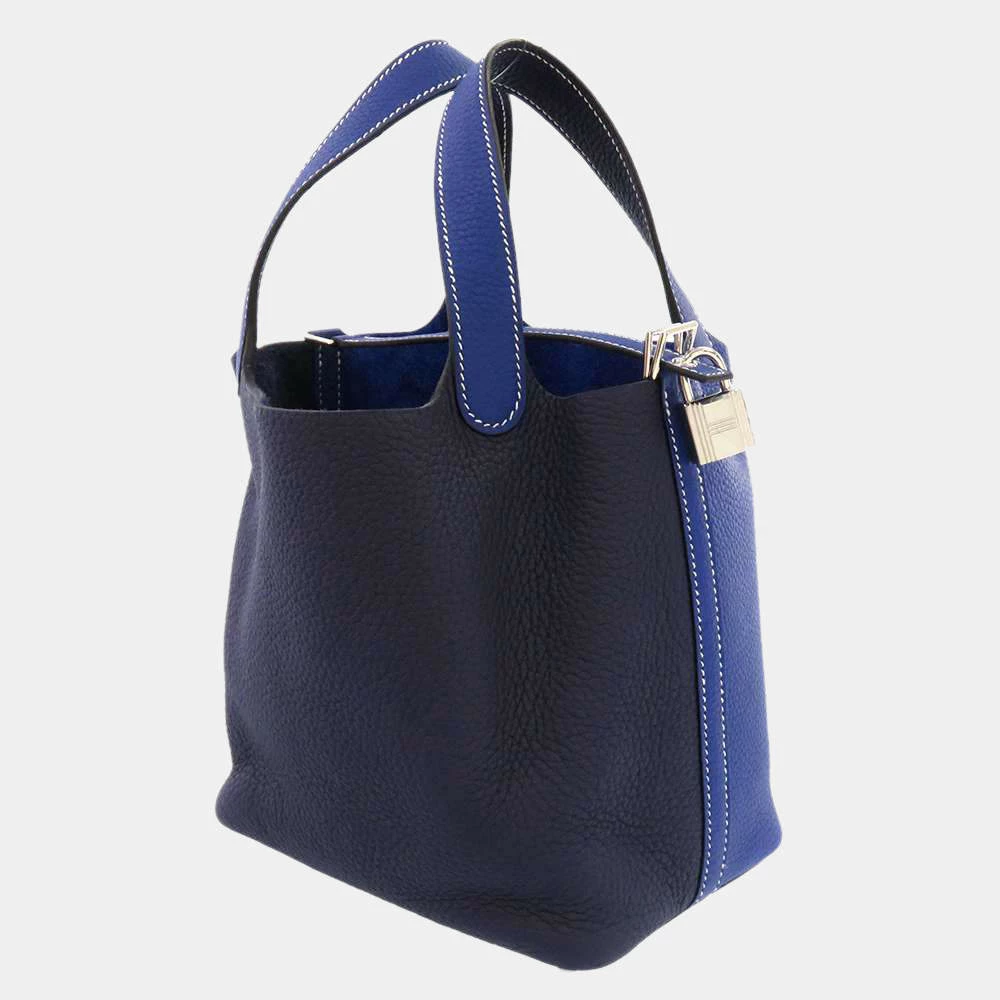 Hermes Blue Clemence Casaque Picotin Lock 18 Palladium Hardware Bag For Women 4 Hermes Blue Clemence Casaque Picotin Lock 18 Palladium Hardware Bag For Women - Image 2