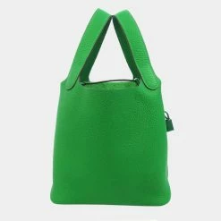 Hermes Green Clemence Leather Monochrome Picotin Lock 18 Bag For Women -Deals Hermes Store luxury women hermes used handbags p674534 002