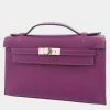 Hermes Purple Swift Leather Kelly Pochette Bag For Women -Deals Hermes Store luxury women hermes used handbags p674542 001