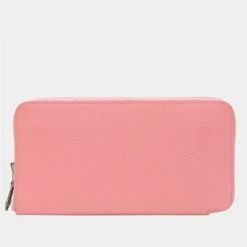 Hermes Azap Long Silk In Round Purse Vaux Epson Rose Confetti Pink T Engraved For Women