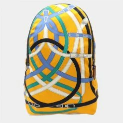 Hermes Air Silk Cavalkadur Rucksack Backpack 100% Orange Multicolor A Engraved For Women