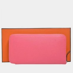 Hermes Epson Azap Long Silk In Round Purse Pink For Women -Deals Hermes Store luxury women hermes used handbags p674840 006