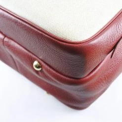 Hermes Victoria Women's Toile H,Taurillon Clemence Leather Shoulder Bag Natural,Red Color For Women -Deals Hermes Store luxury women hermes used handbags p674841 006