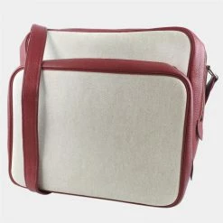 Hermes Victoria Women's Toile H,Taurillon Clemence Leather Shoulder Bag Natural,Red Color For Women -Deals Hermes Store luxury women hermes used handbags p674841 009