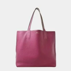 Hermes Taurillon Clemence Duble Sense 36 Reversible Tote Bag Purple / Brown For Women
