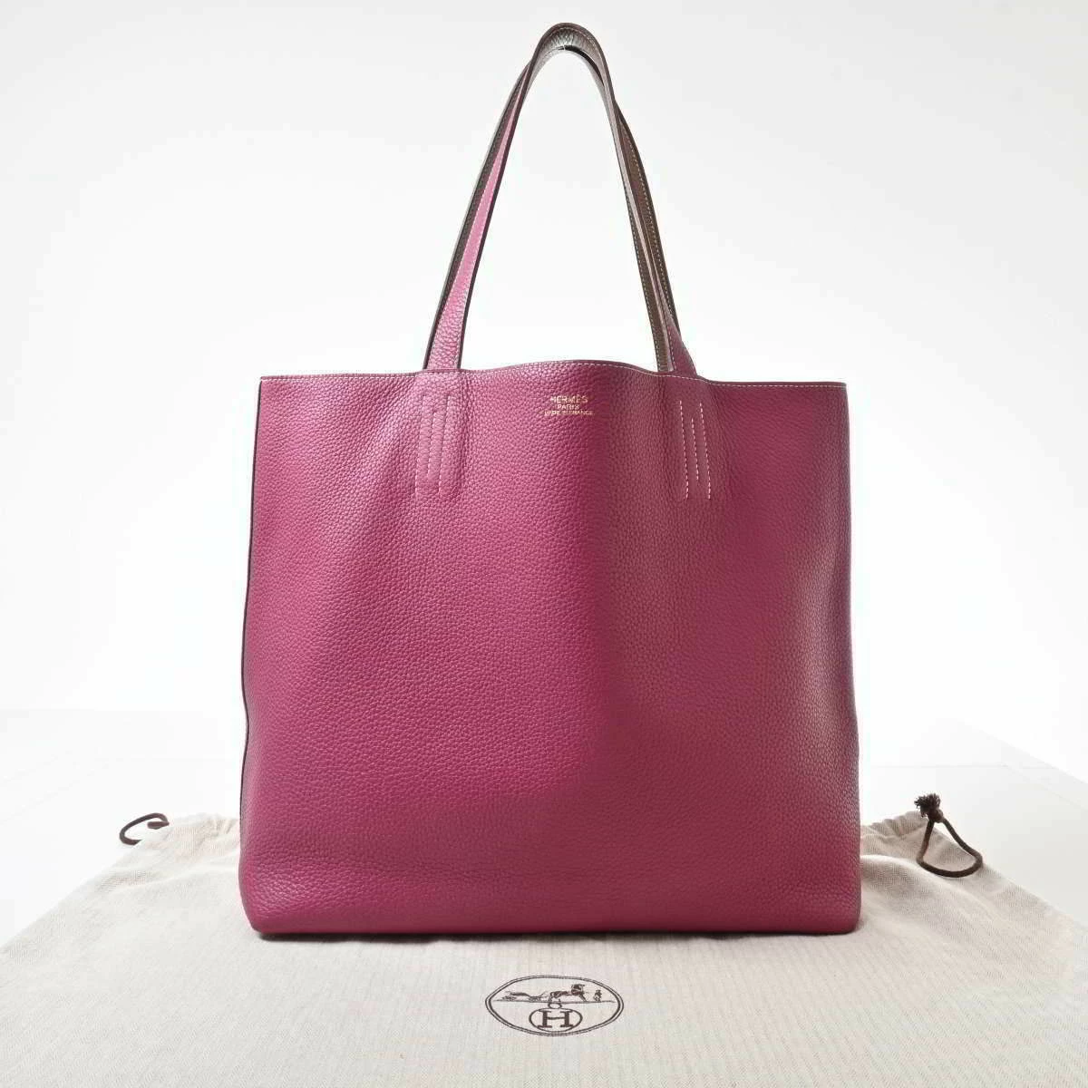 Hermes Taurillon Clemence Duble Sense 36 Reversible Tote Bag Purple / Brown For Women 7 Hermes Taurillon Clemence Duble Sense 36 Reversible Tote Bag Purple / Brown For Women - Image 5