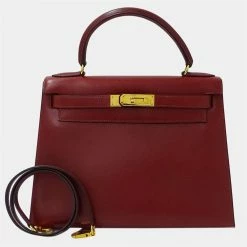 Hermes Kelly 28 Calf Bordeaux Bag Women's Handbag Shoulder 2way For Women